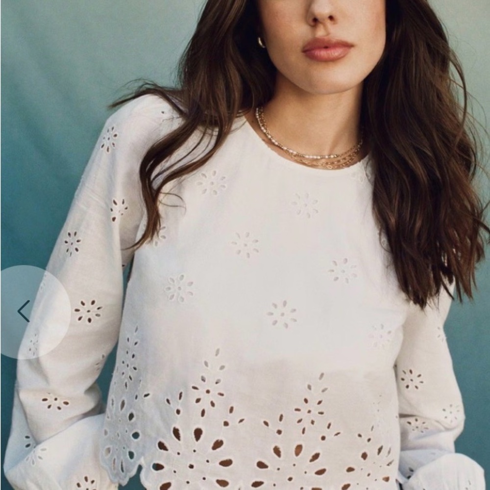 American Eagle Outfitters Cream Eyelet Blouse